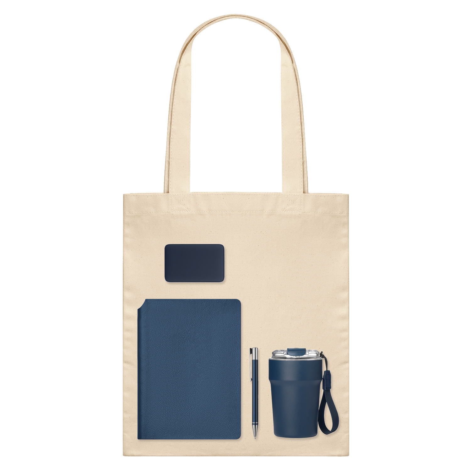 Подарочный набор Welcome Pack, синий (термокружка, ежедневник, ручка, ЗУ, шоппер)