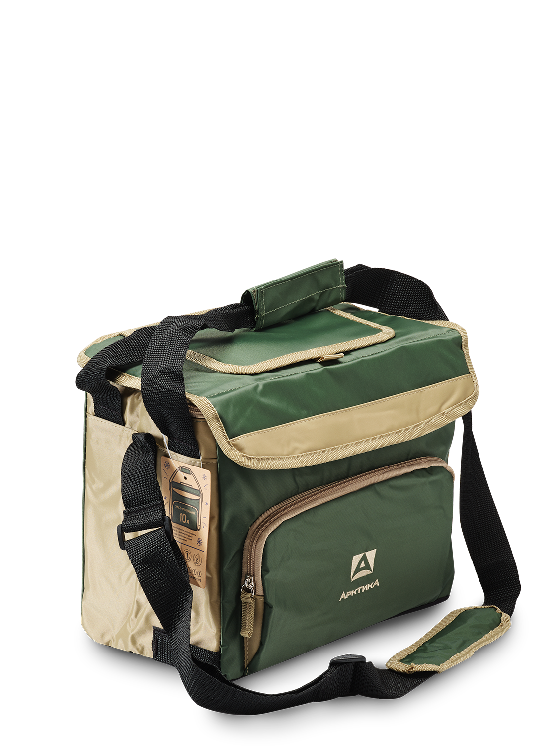 Зеленая сумка-холодильник классическая с люком на 10л (уценка)