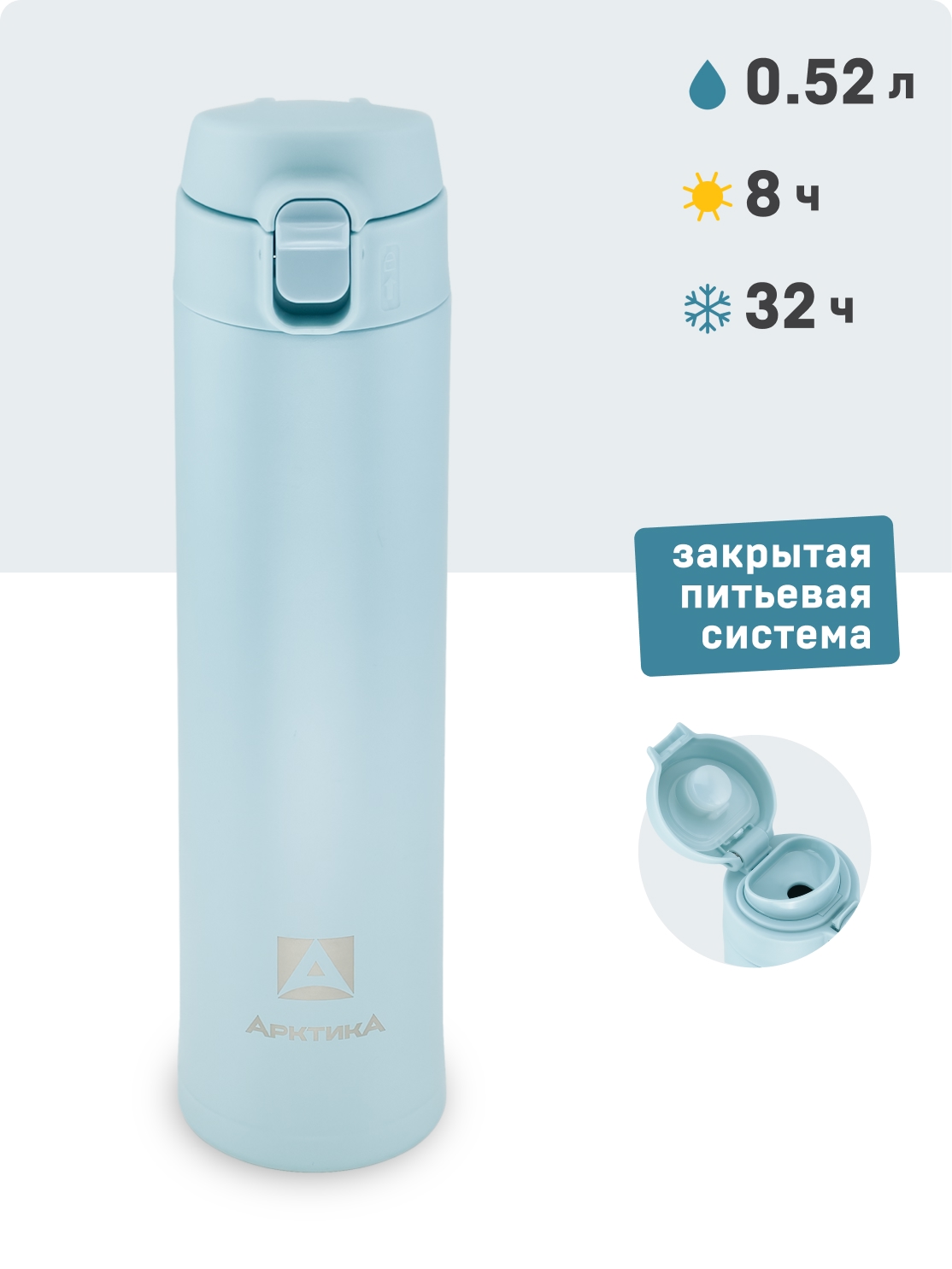 Голубая городская термокружка 701 на 0.52л