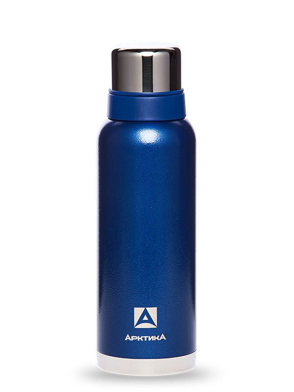 Синий термос с узким горлом на 1.2л (уценка)