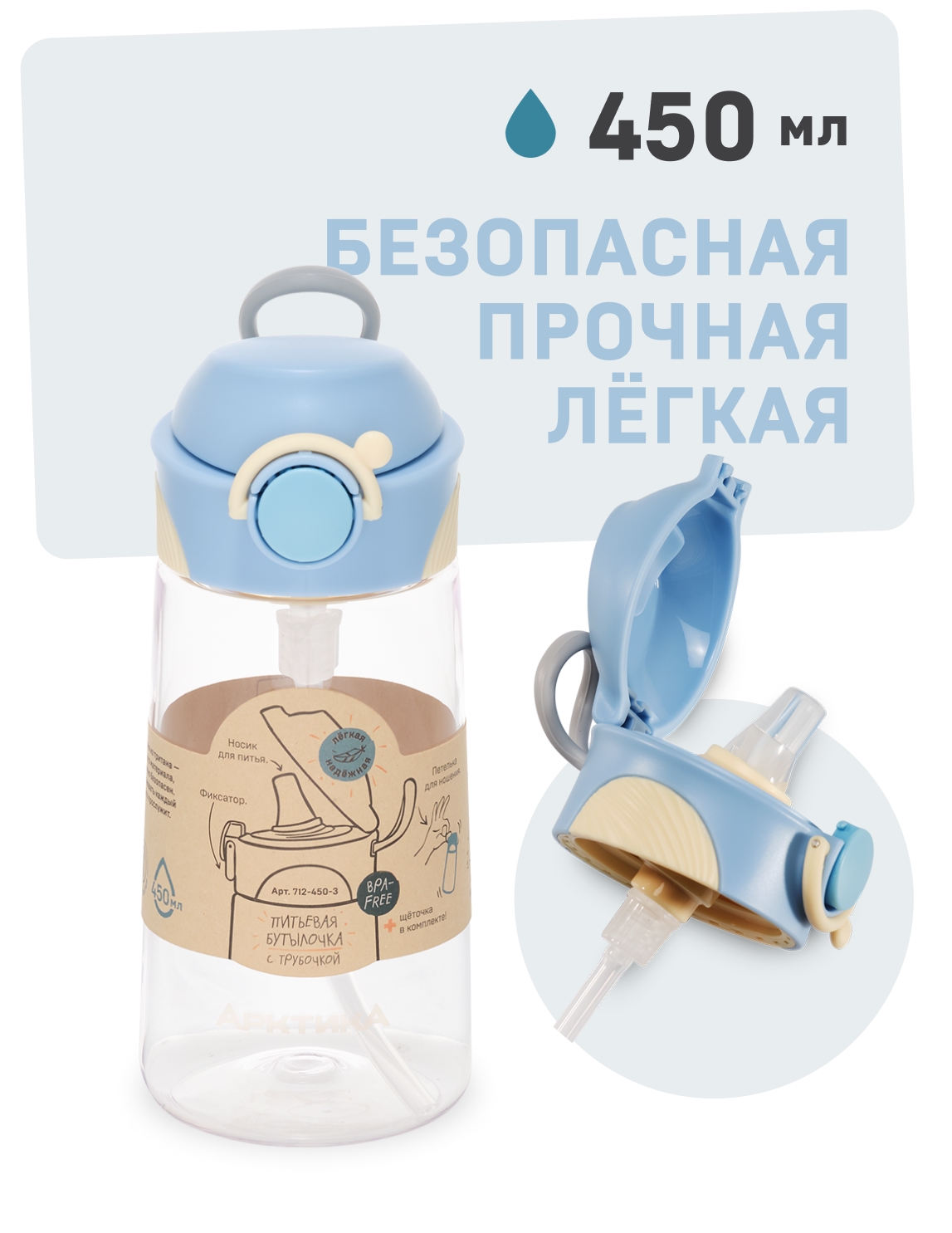 Голубая детская бутылочка на 0.45л