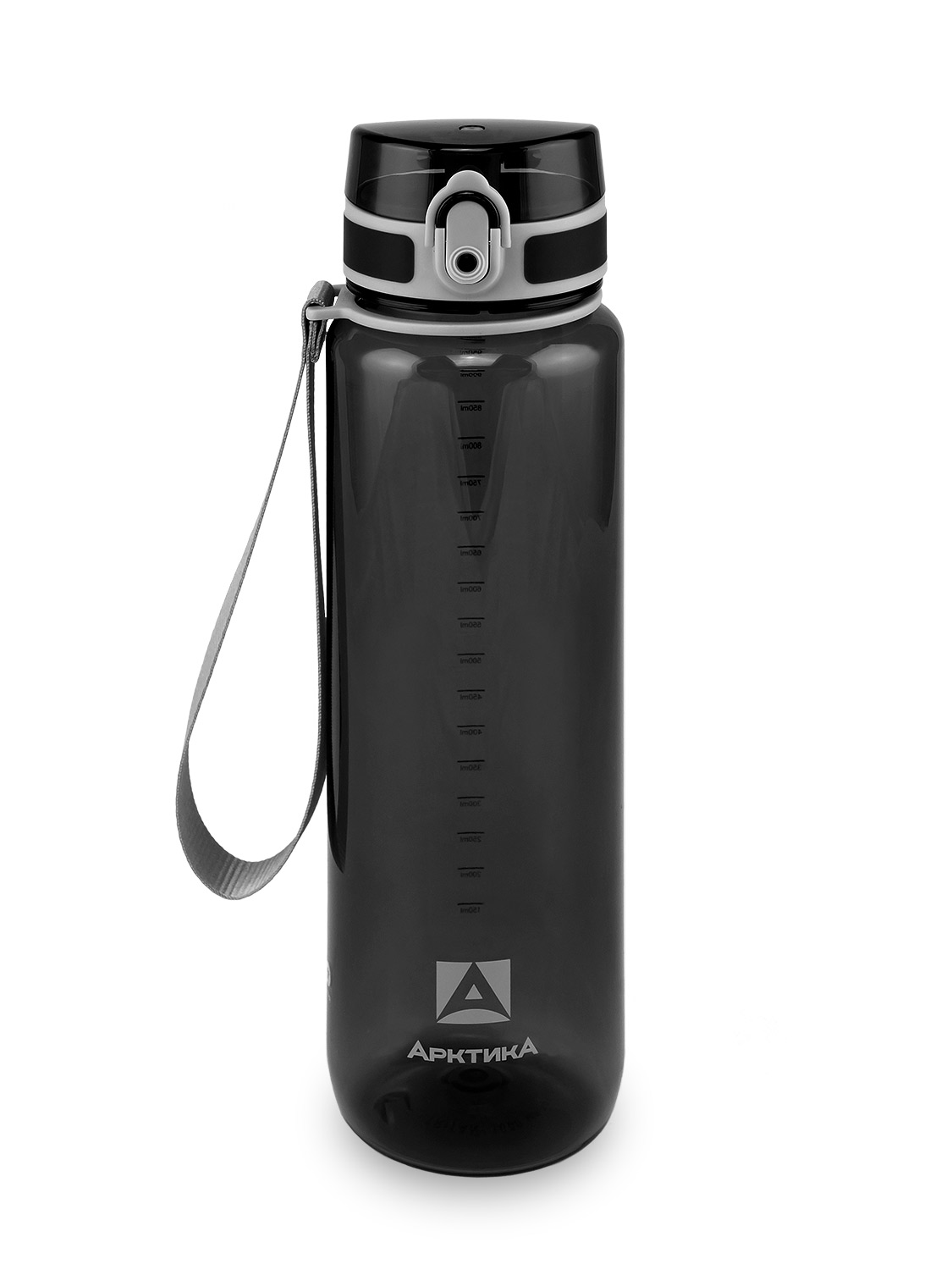 Питьевая бутылка 720 из тритана 1л, черная глянцевая, с ситечком