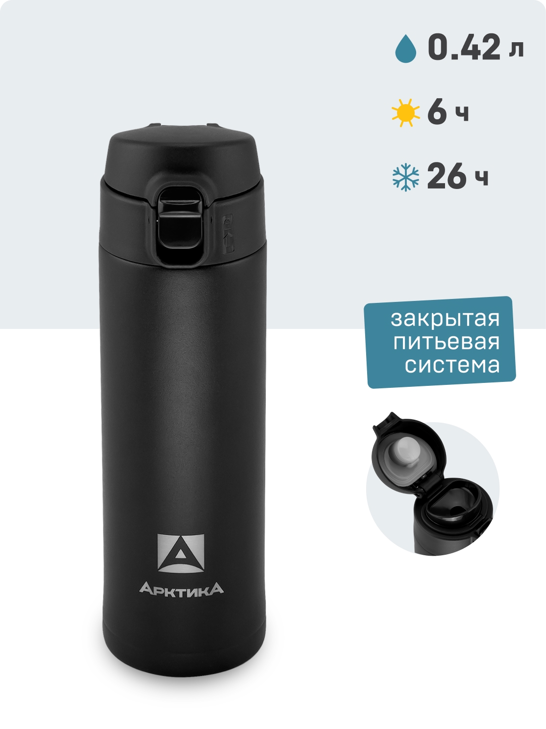 Черная городская термокружка 701 на 0.52л