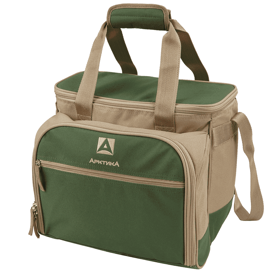 Зеленая сумка-холодильник 4100 с набором посуды на 4 чел